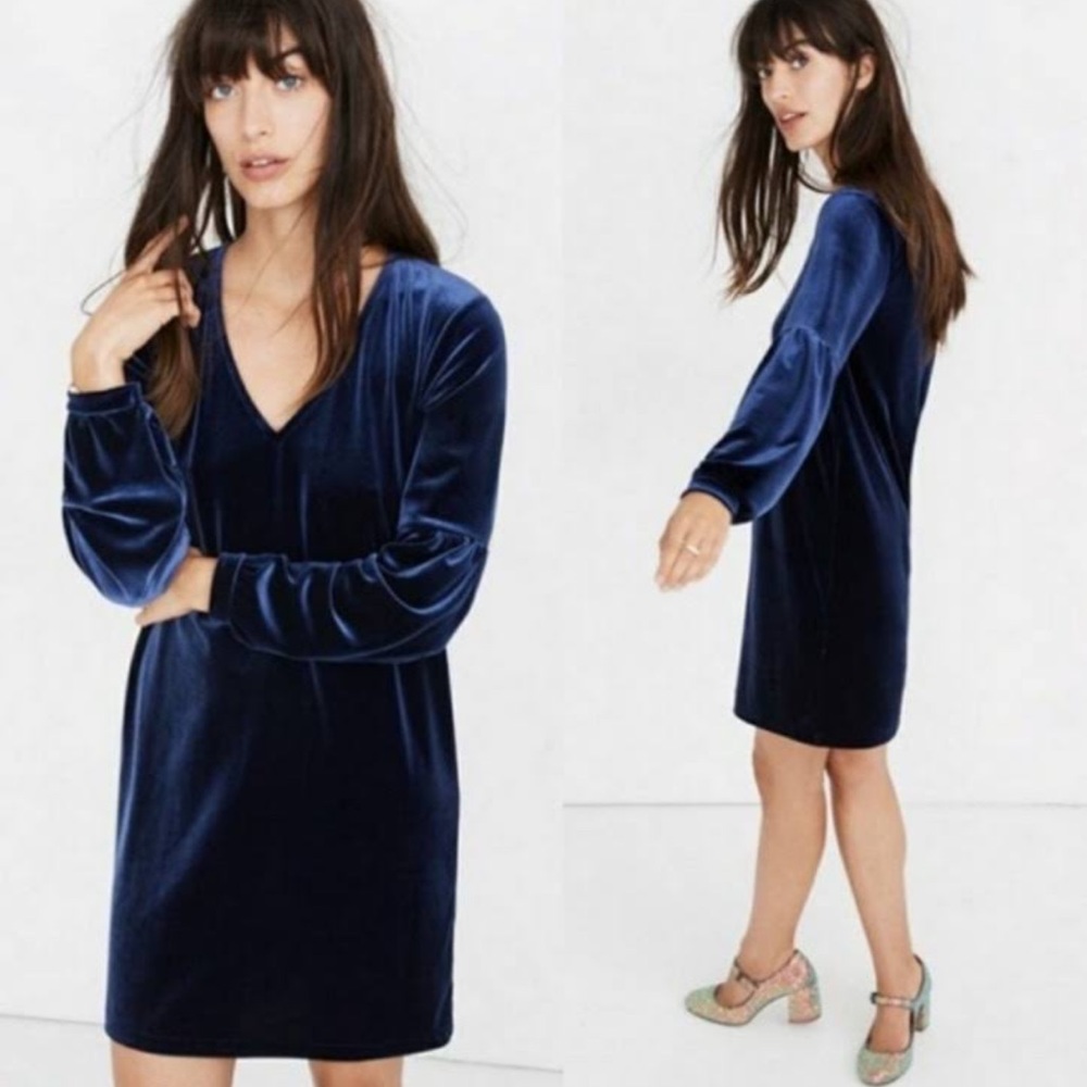 Madewell Velvet Balloon Sleeve Dress